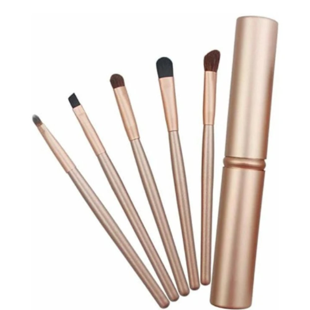 Travel 5pcs. Eye Shadow brush set with tube cylinder.